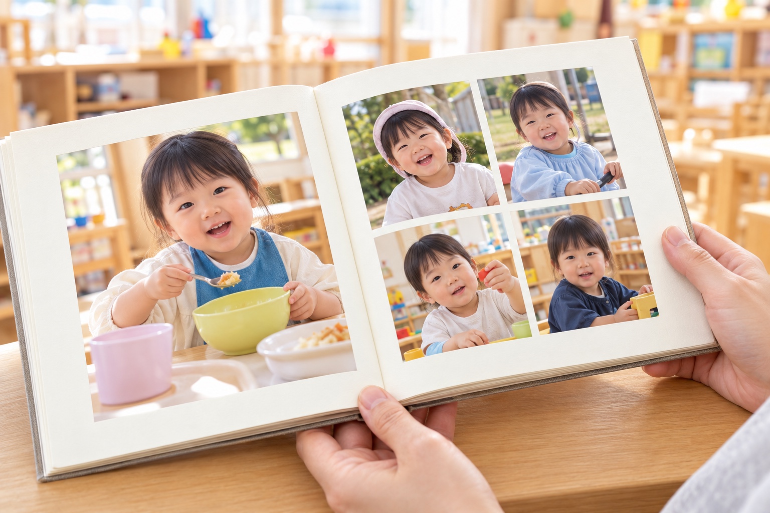 子どもの園での様子を写真で伝える連絡帳